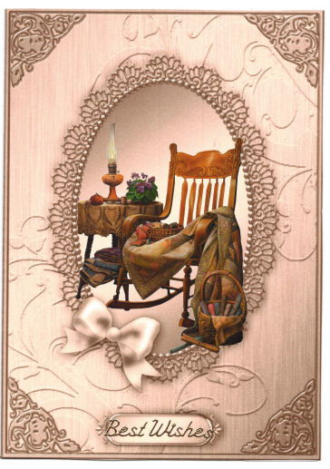 A5 Metallic Lace and Bow Card Front by Jan Barcelo