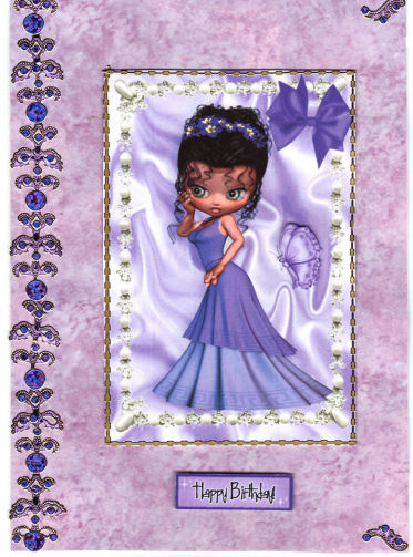 Little Lady in Purple Gown, in Pearl Frame Toppers by Jan Barcelo