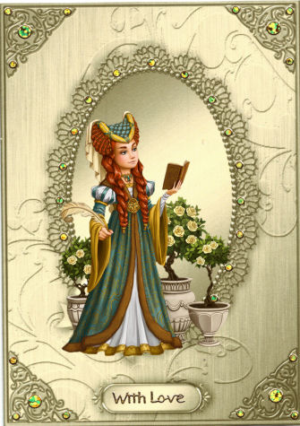 A5 Metallic Lace and Bow Card Front by Jan Barcelo