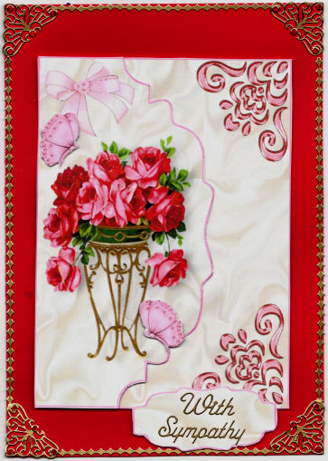 Red Roses in a Stand, on Scalloped Envelope by Jan Barcelo