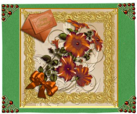 Golden Petunias Square Card by Jan Barcelo