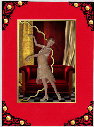 1920's Flapper Art Deco Lady Scalloped Edge Envelope Card by Jan Barcelo