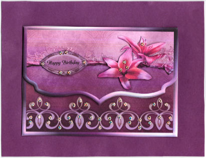 Pretty Lilies Pink Fancy Scalloped Edge Envelope Card by Jan Barcelo