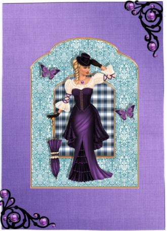 Vintage Elegance and Butterflies Scalloped Top Quick Card by Jan Barcelo