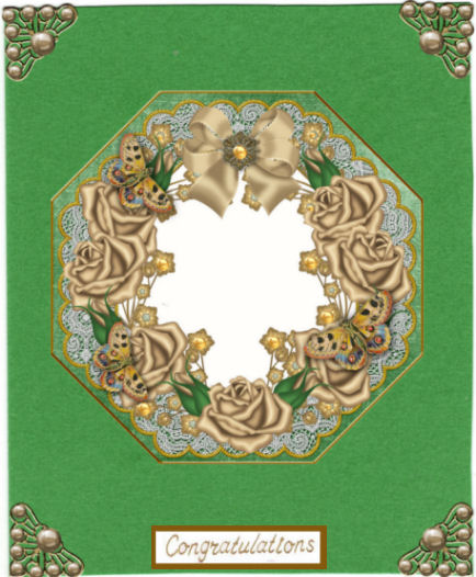 Coffee Roses Green Lace Octagon 8inch Frame Picture Sheet by Jan Barcelo