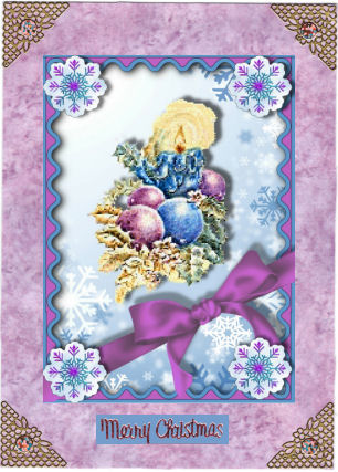 Christmas Candle & Baubles - Card Front with Decoupage by Jan Barcelo