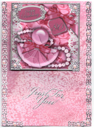 80th Birthday Perfume Lace N Pearls Wavy Corner Side Stacker by Jan Barcelo