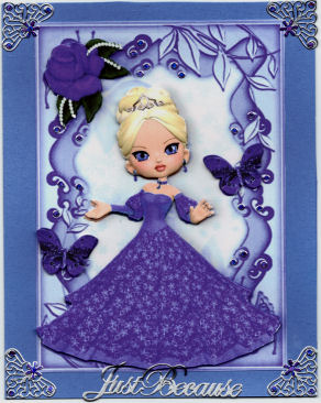 Pretty Lady in Purple Ball Gown with Rose by Jan Barcelo