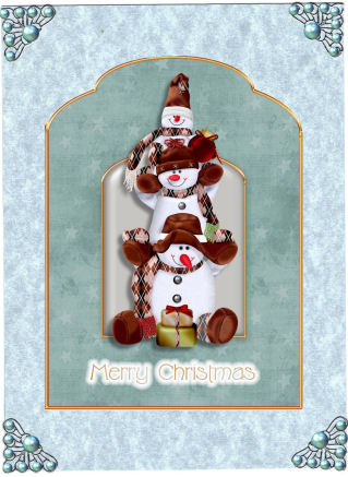 Snowman Totem 2 Scalloped Top Quick Card by Jan Barcelo