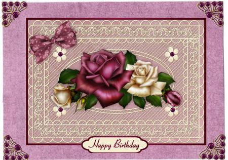 Antique Roses 'n Butterfly Lace Card Front with Step by Step by Jan Barcelo