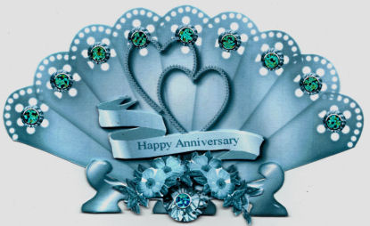 Aqua Anniversary Fan & Stand by Jan Barcelo