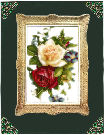 Frame Card Roses Cream and Red 3D by Jan Barcelo