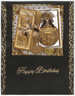 Gold Boxed Perfume 5in Scalloped Side Stacker by Jan Barcelo