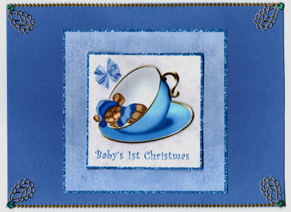 Christmas Mouse in Teacup Babys !st Christmas (boy) by Jan Barcelo