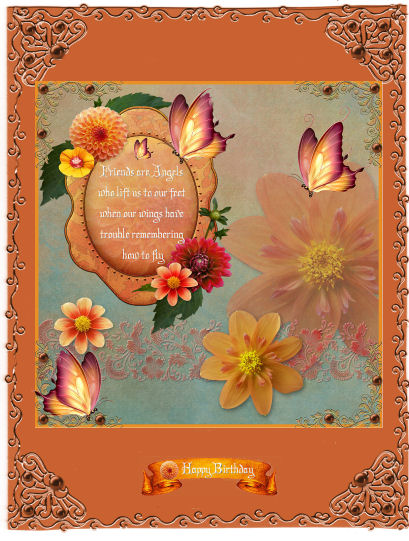 Friendship Dahlias with Decoupage, Verse & Tag by Jan Barcelo