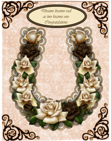 Coffee and Cream Roses Wedding Horseshoe Topper or Keepsake by Jan Barcelo