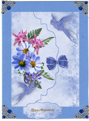 Pretty Flowers with Bluebirds on Scalloped Envelope by Jan Barcelo