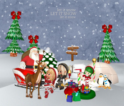 Santa with Elves Decoupage Sheet by Jan Barcelo