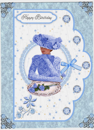 Lacy Scallop Card Fronts in Blue and Peach by Jan Barcelo