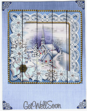 Blue Village Ice Poinsettia 5in One Side Stacker by Jan Barcelo