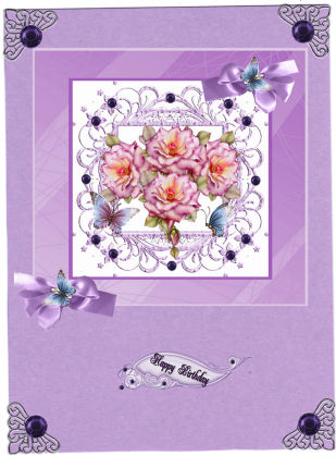 Pink Rose and Butterflies Square by Jan Barcelo