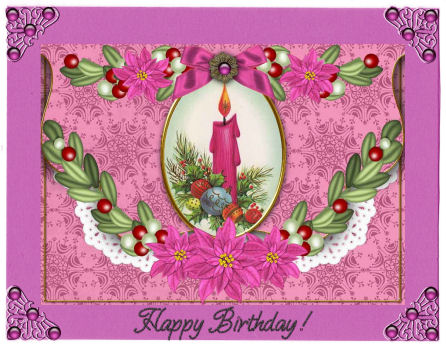 Christmas Pink Candle Flap Decoupage Step by Step Sheet by Jan Barcelo