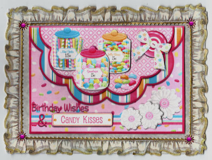 Birthday Wishes & Candy Kisses Mock Envelope Card Front by Jan Barcelo