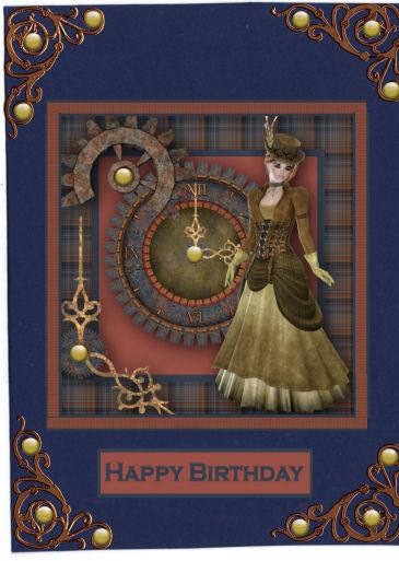 Steampunk Beauty 6x6 Card Front with Decoupage by Jan Barcelo