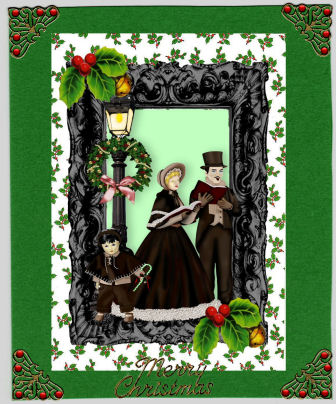 Vintage Carol Singers in Ornate Frame by Jan Barcelo