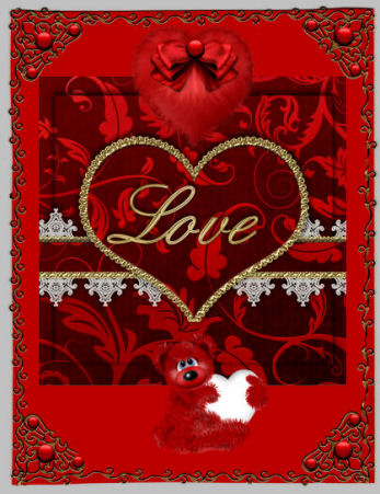 Red Lace Love 8in Picture Topper Sheet by Jan Barcelo
