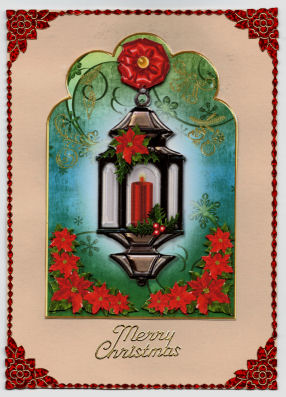 Scalloped Top Christmas Lantern Card Front by Jan Barcelo