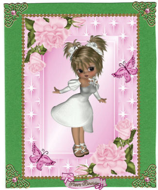 Little Lady in White with Pink Flowers by Jan Barcelo