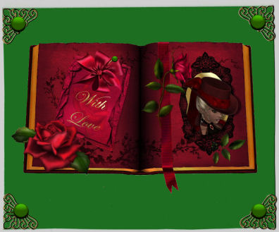 Red Rose Book Decoupage Quick Card Front by Jan Barcelo