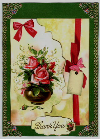 Pink Roses & Butterflies on Scalloped Envelope by Jan Barcelo