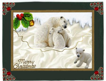 Cuddly Family of Polar Bears on Scalloped Envelope by Jan Barcelo