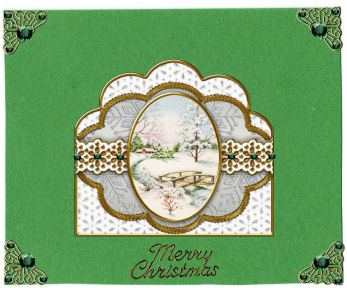 Pretty Snow Scene Silver Anglaise Scallop Bottom Stacker by Jan Barcelo