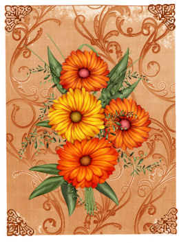 Burnt Orange Grunge Swirl A4 Backing Paper by Jan Barcelo