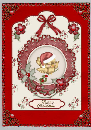 Scallop Top Floral Christmas Quick Card Fronts Red N Green by Jan Barcelo