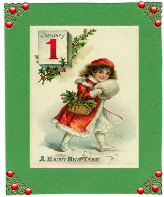 Vintage New Year Girl Decoupage by Jan Barcelo