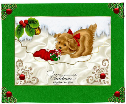 Little Brown Puppy with Snow on Scalloped Envelope by Jan Barcelo