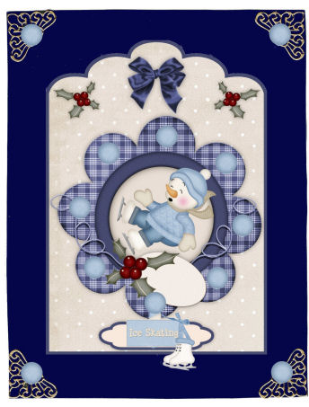 Christmas Scallop Top Quick Card Fronts in Blue and Mauve by Jan Barcelo
