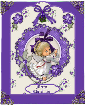 Scallop Top Floral Christmas Quick Card Fronts Purple N Blue by Jan Barcelo
