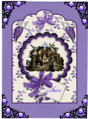 Christmas Blossoms Scallop Top Card Fronts in Blue N Purple by Jan Barcelo