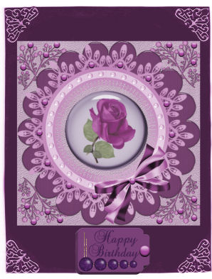 Ever So Pretty Purple Rose Quick Card with Tags by Jan Barcelo