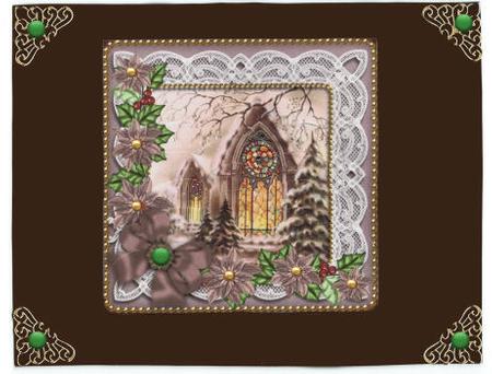Church Window Poinsettia 5in Scallop Bottom Stacker by Jan Barcelo