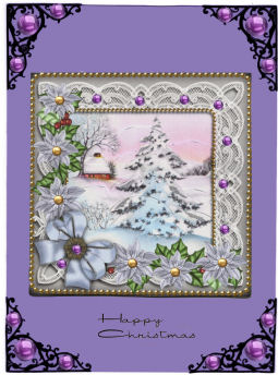 Silver Snow Tree Poinsettia 5in Scallop Bottom Stacker by Jan Barcelo