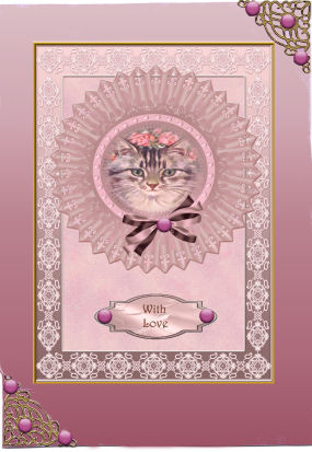 Vintage Kitten with Roses by Jan Barcelo