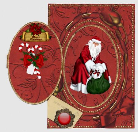 Red Floral Vines Plain A5 Locket Card Front by Jan Barcelo