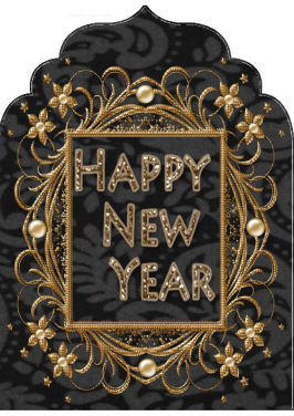 Black and Copper Happy New Year Elegant Top by Jan Barcelo