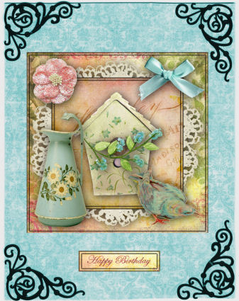 Pretty Birdhouse 8x8 Topper by Jan Barcelo